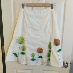 Boden Flowers Linen A-Line Skirt